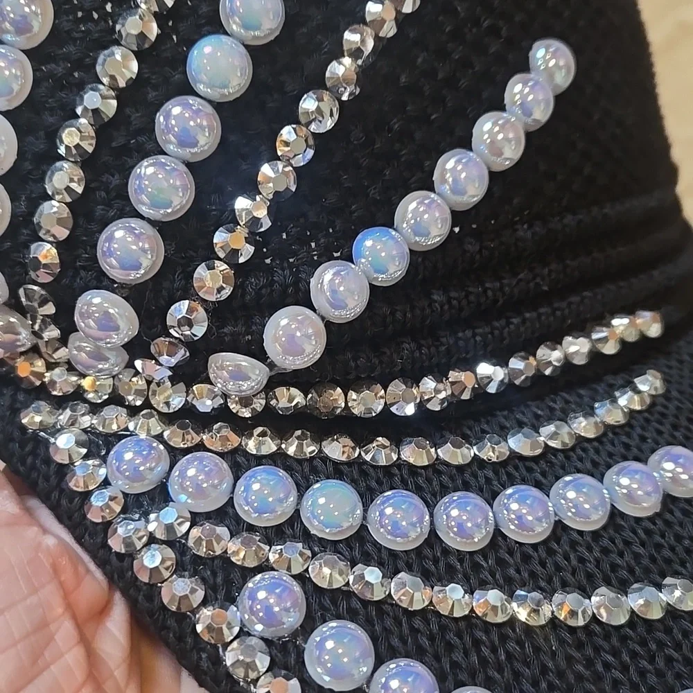 Stylish Black "Blinged Out" Visor - Picture 2 of 9